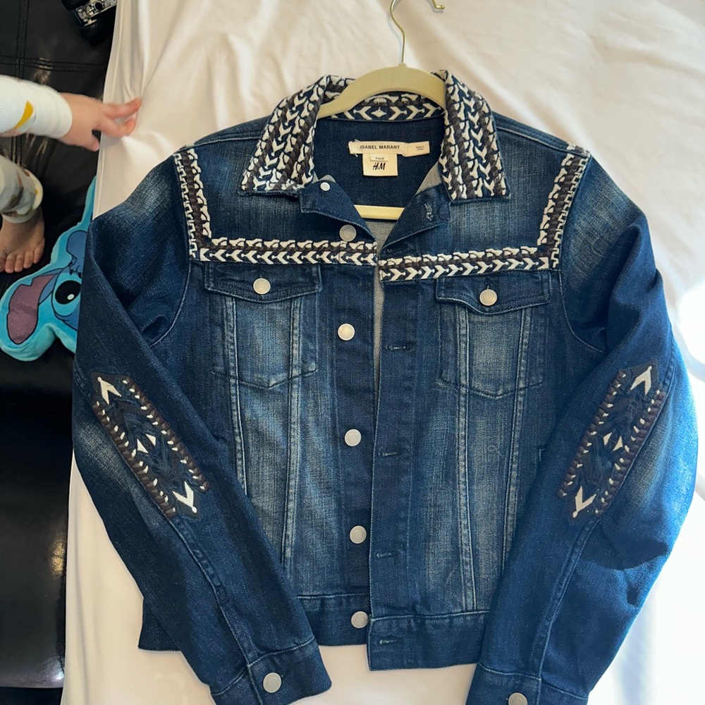 Isabel Marant Blue Embroidered Jean Jacket